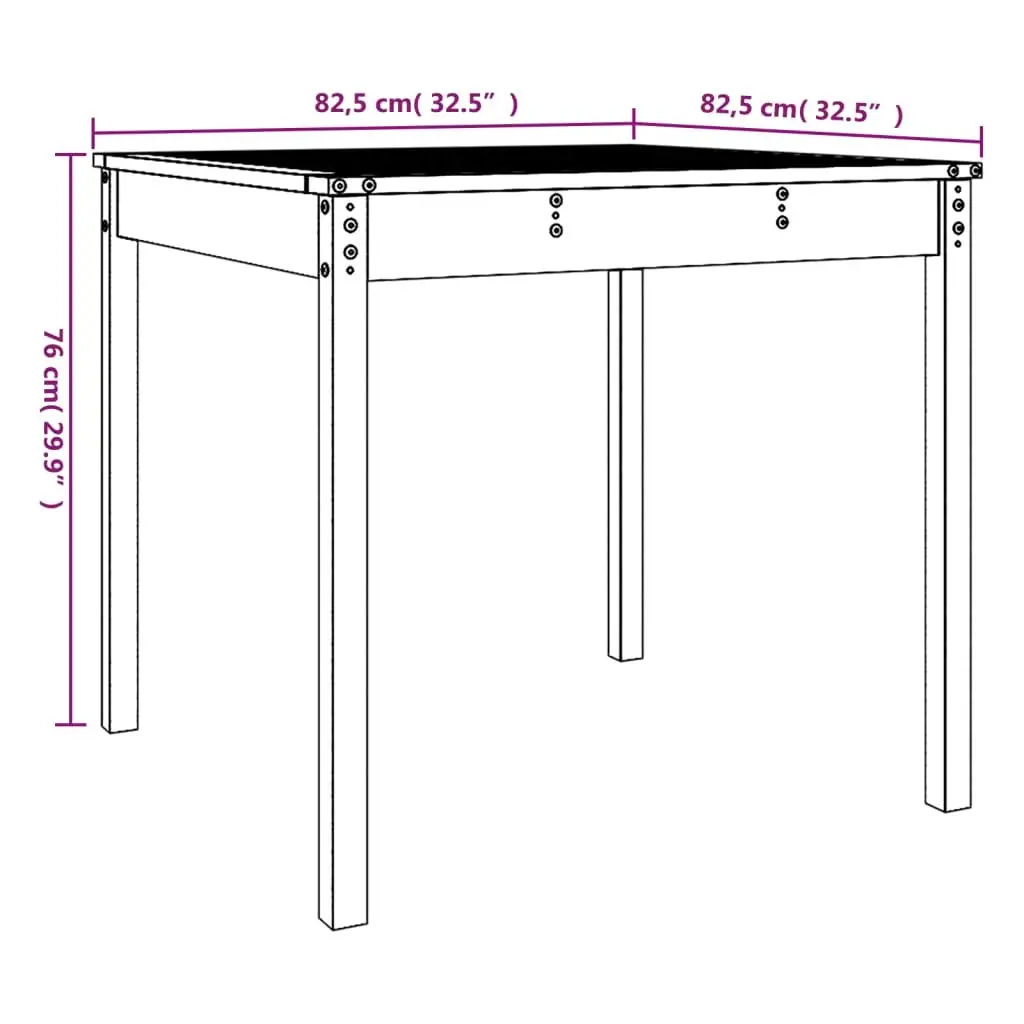 Black Garden Table in Solid Pine