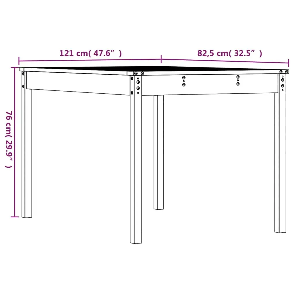 Garden Table Grey Outdoor Patio Furniture Solid Wood Pine Dining Desk