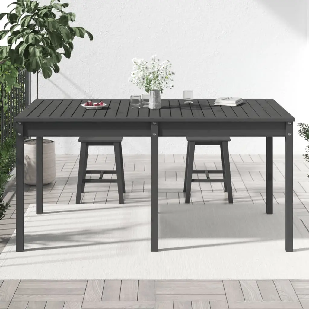 Solid Wood Garden Table Grey 159.5x82.5x76cm Sturdy Pine Frame