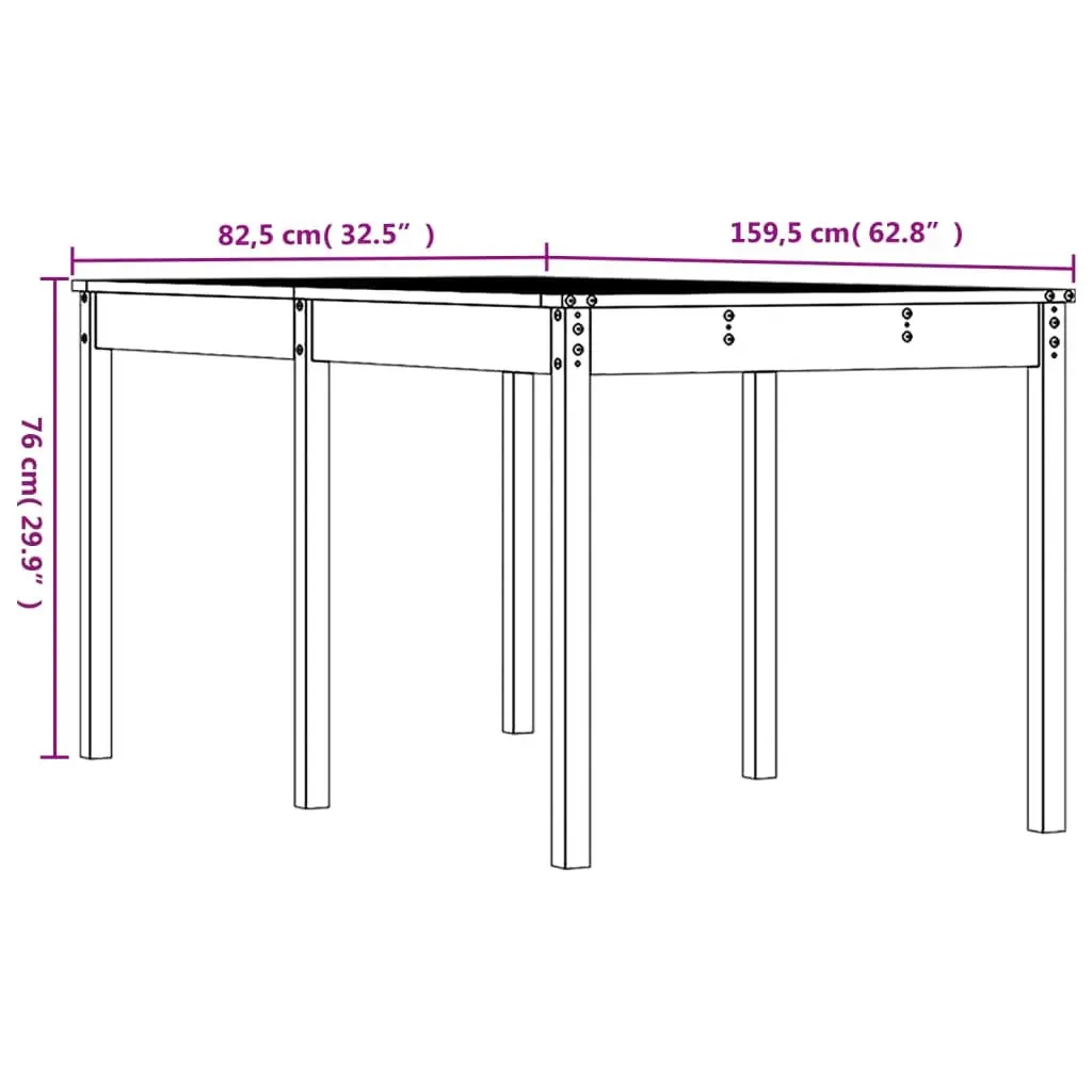 Solid Wood Garden Table Grey 159.5x82.5x76cm Sturdy Pine Frame