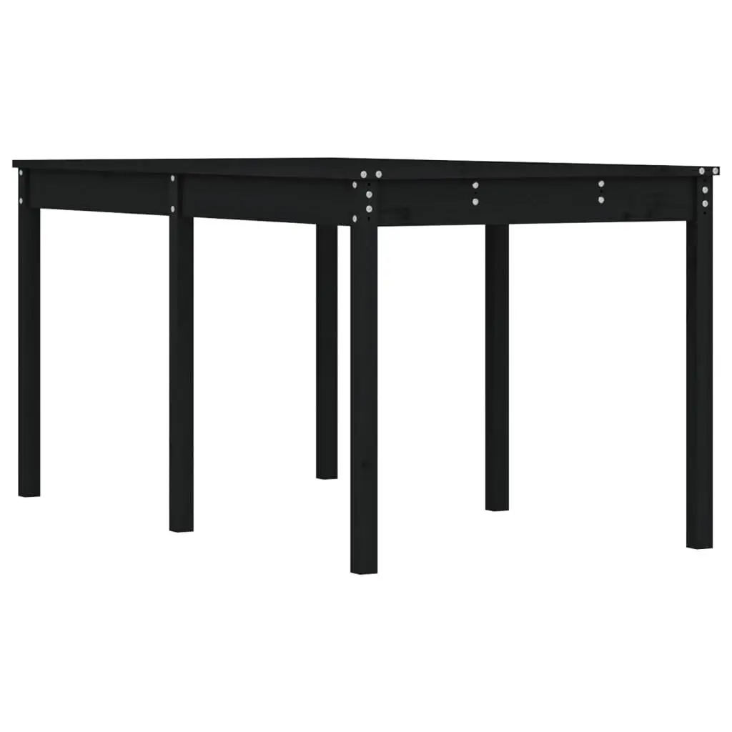 Solid Pine Wood Garden Table Black 1595cm x 825cm Sturdy Outdoor Patio Furniture