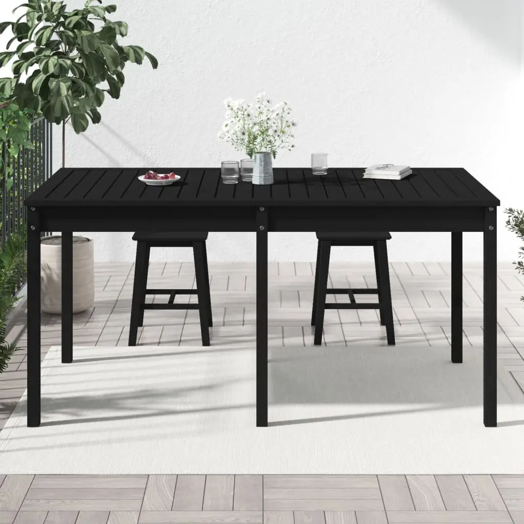 Solid Pine Wood Garden Table Black 1595cm x 825cm Sturdy Outdoor Patio Furniture