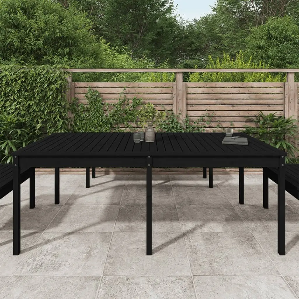 Black Garden Table 203.5x100x76cm in Solid Pine