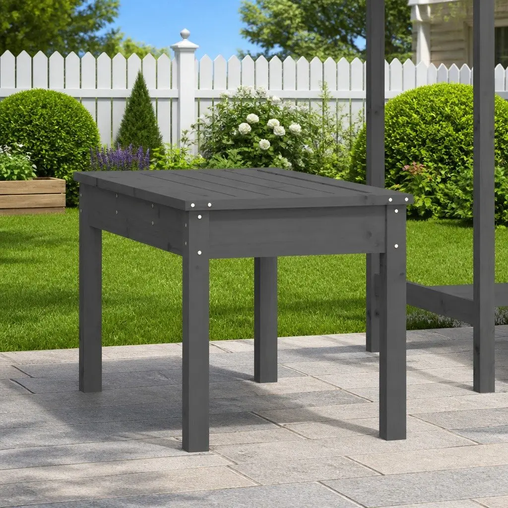 Outdoor Garden Bench Grey Solid Wood Pine Patio Seating Furniture Slatted Design
