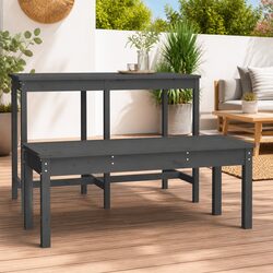 Outdoor Garden Bench Grey Wooden Patio Seating Furniture Backyard 109x44x45cm