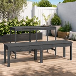 2-Seater Garden Bench Outdoor Patio Seating Solid Pine Wood Slatted Design Grey