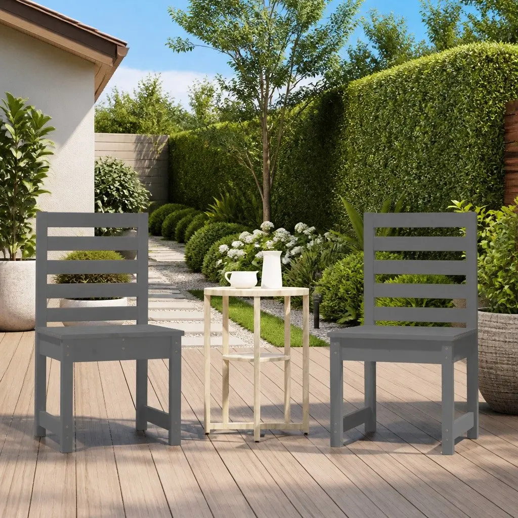Wooden Garden Chairs Grey 2 Piece Stable Frame for Outdoor Relaxing