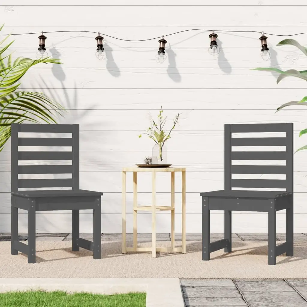 Wooden Garden Chairs Grey 2 Piece Stable Frame for Outdoor Relaxing