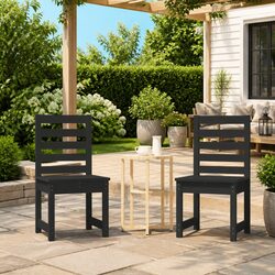 Black Wooden Chairs Set of 2