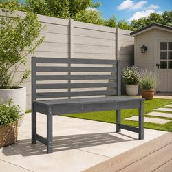 Compact 109cm Grey Garden Bench with Backrest