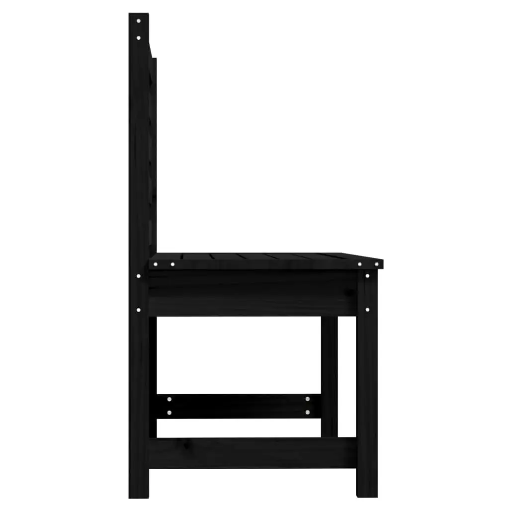 Outdoor Garden Bench 109cm Black Wooden Backrest Patio Seating Furniture