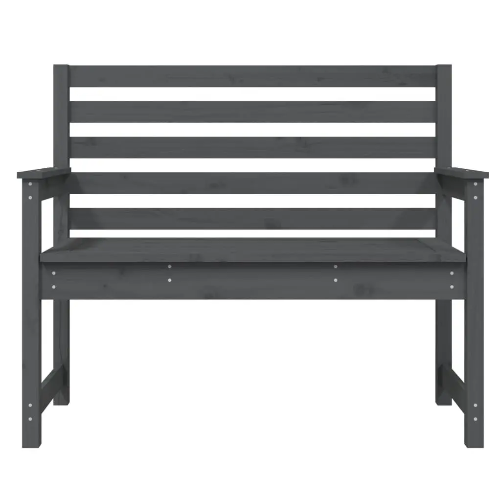 Garden Bench Grey Wooden 109x48x91.5cm Solid Pine Backrest Armrests