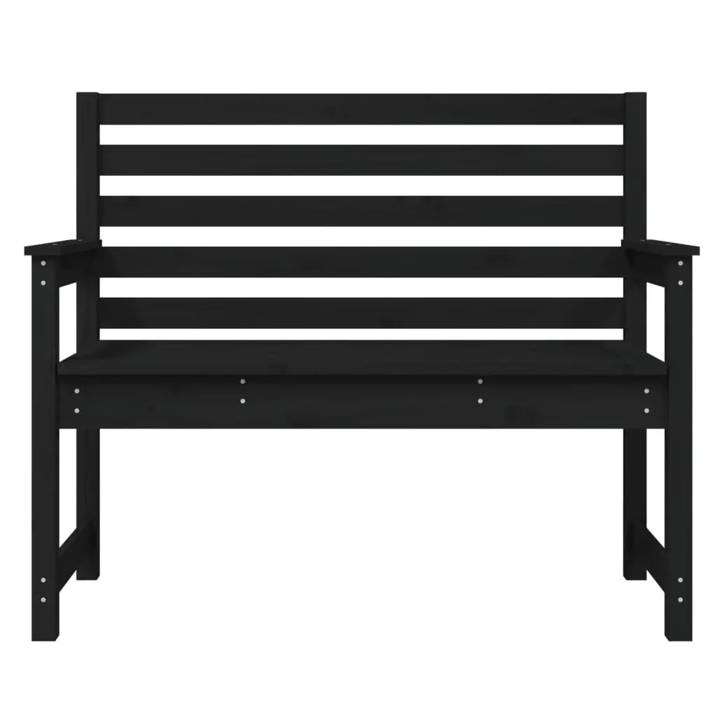 Garden Bench Black Wooden 109x48x91.5cm Backrest Armrests Slatted Seat