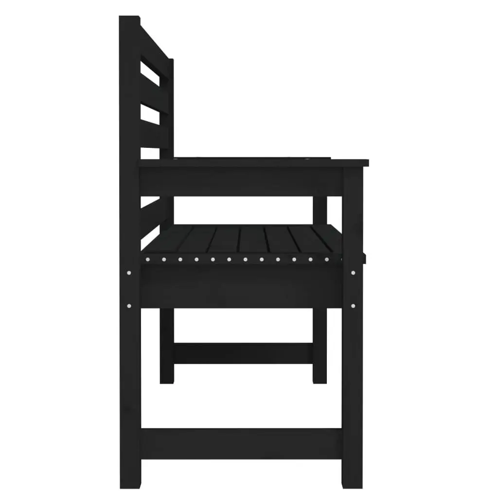 Garden Bench Black Wooden 109x48x91.5cm Backrest Armrests Slatted Seat