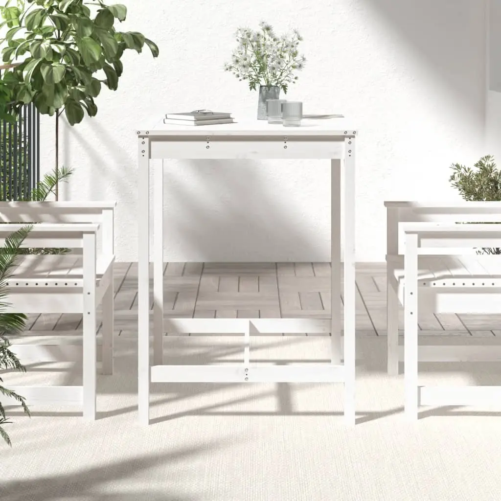 Garden Table White 82.5x82.5x110 cm Solid Wood Pine Outdoor Patio Furniture