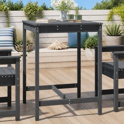 Compact Grey Garden Table - Solid Pine Wood 82.5x82.5x110 cm
