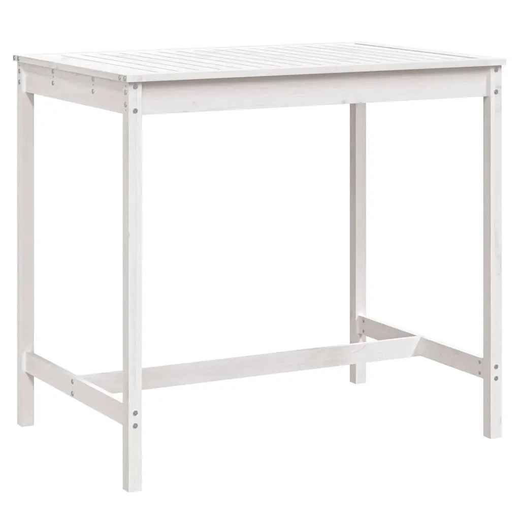 Garden Table White Solid Pine Wood Outdoor Patio Dining Furniture 121x82.5x110cm