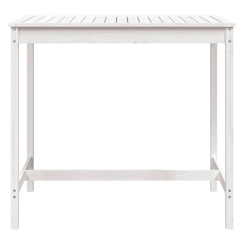 Garden Table White Solid Pine Wood Outdoor Patio Dining Furniture 121x82.5x110cm