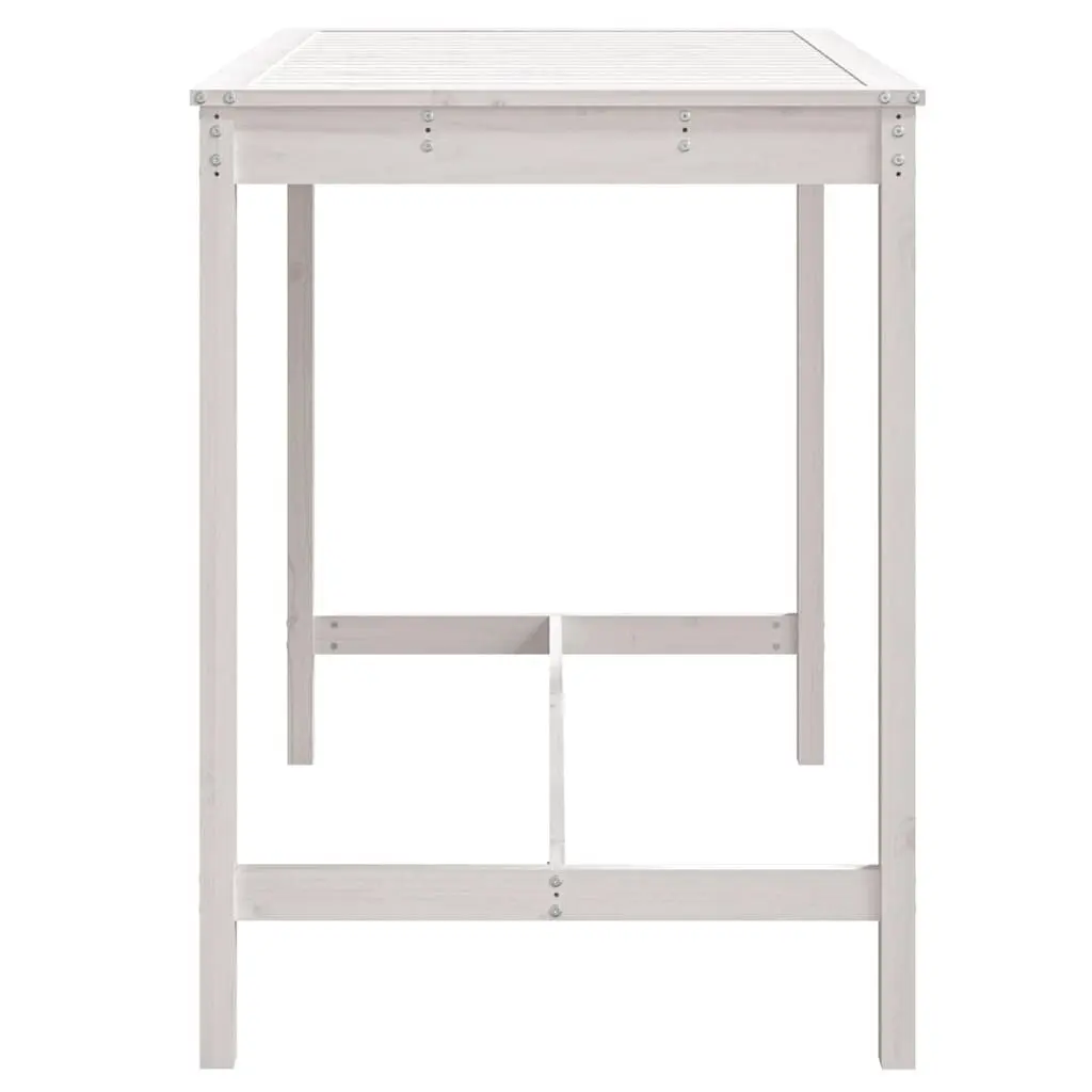 Garden Table White Solid Pine Wood Outdoor Patio Dining Furniture 121x82.5x110cm