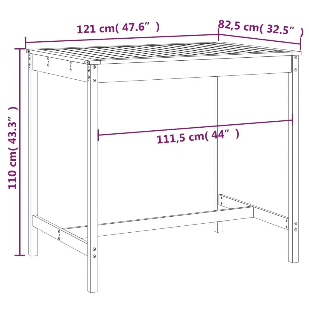 Grey Garden Table with Solid Pine Construction