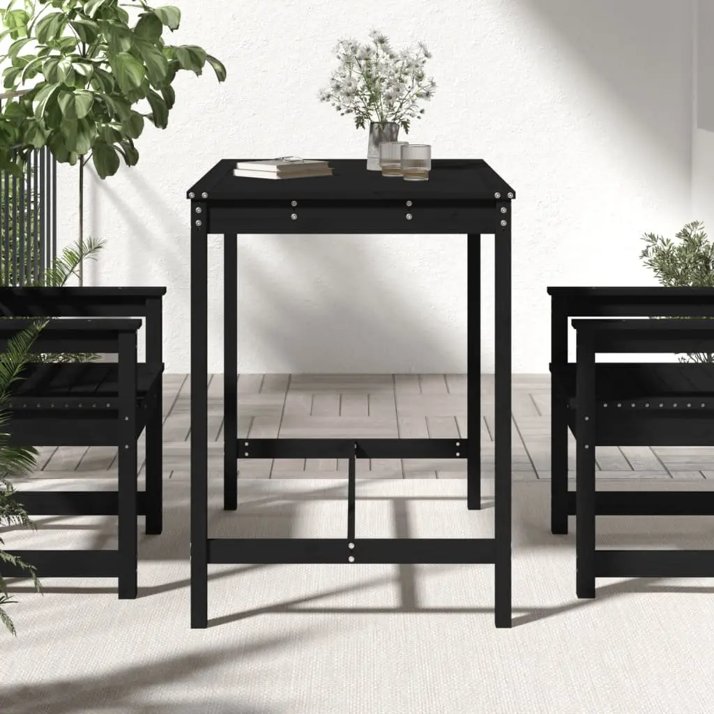 Garden Table Solid Wood Pine Black Outdoor Patio Furniture 121x82.5x110cm