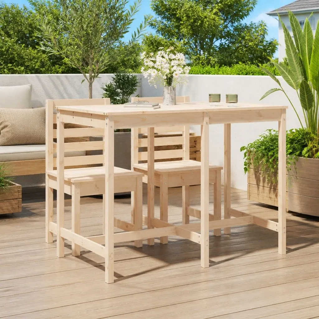 Garden Table Brown 159.5x82.5x110cm Solid Pine Wood Sturdy Construction