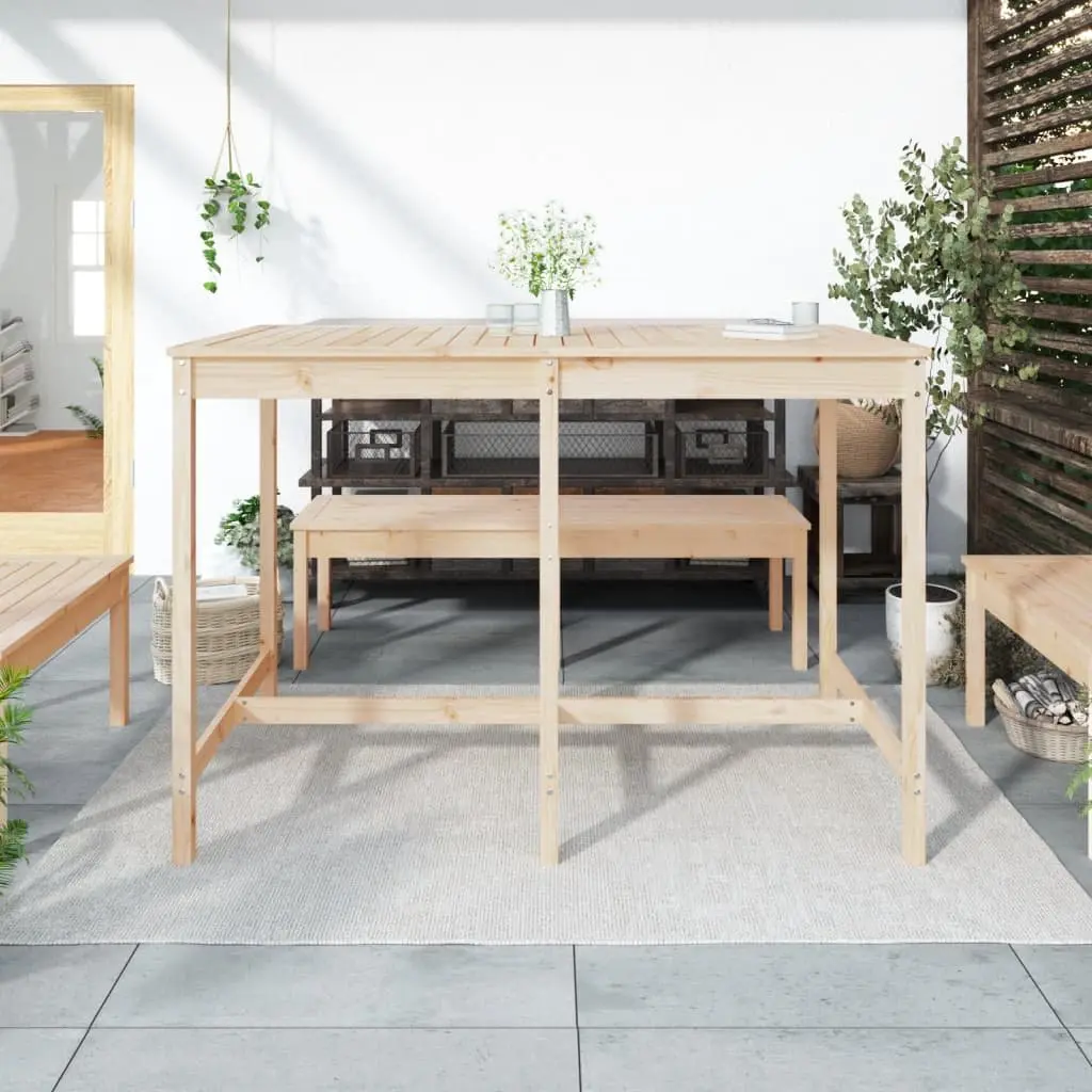 Garden Table Brown 159.5x82.5x110cm Solid Pine Wood Sturdy Construction