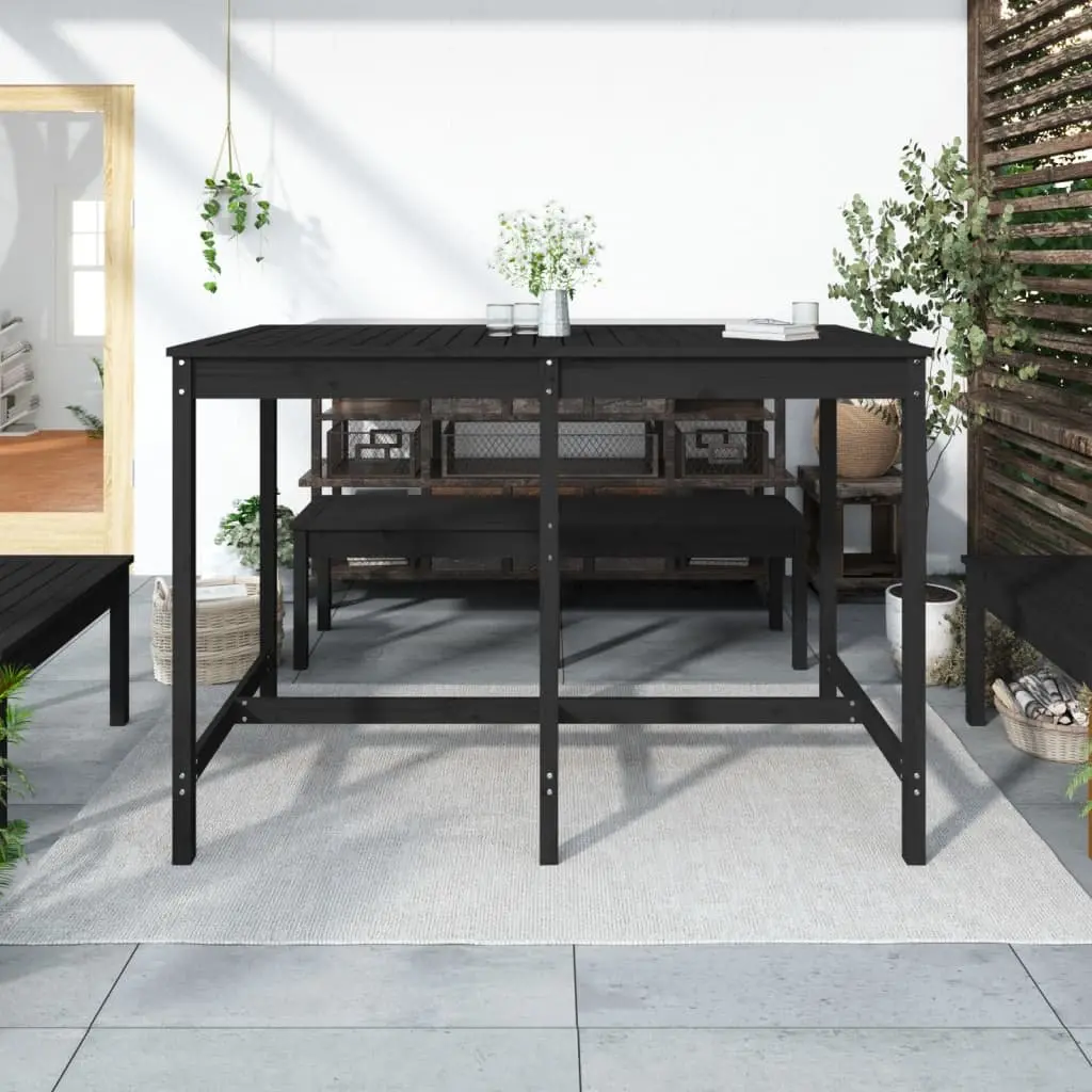 Garden Table Black Outdoor Wooden Furniture Patio Dining Balcony Terrace Deck