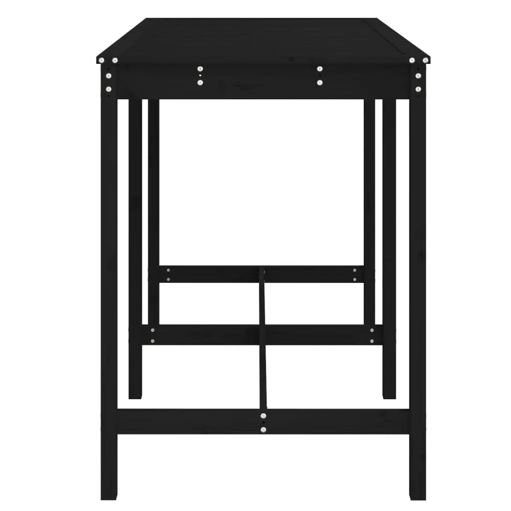 Garden Table Black Outdoor Wooden Furniture Patio Dining Balcony Terrace Deck