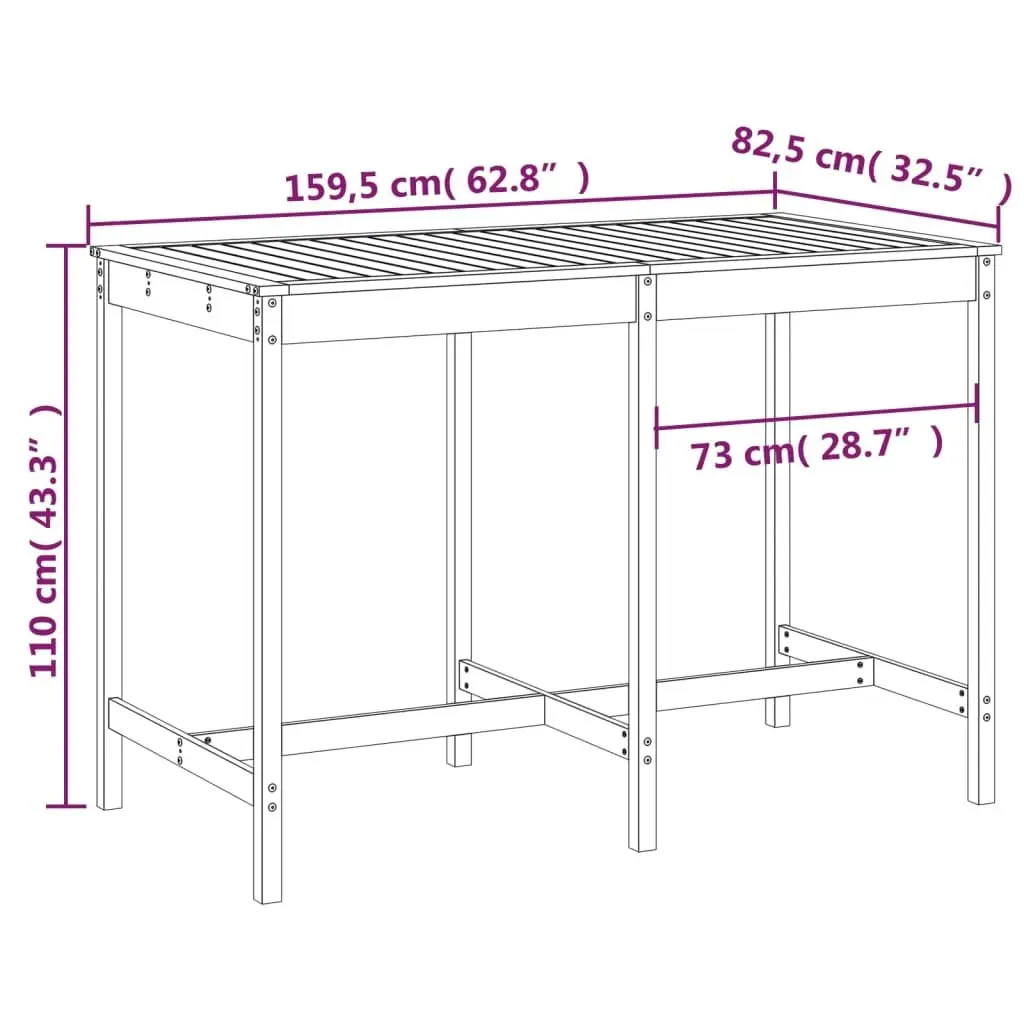 Garden Table Black Outdoor Wooden Furniture Patio Dining Balcony Terrace Deck
