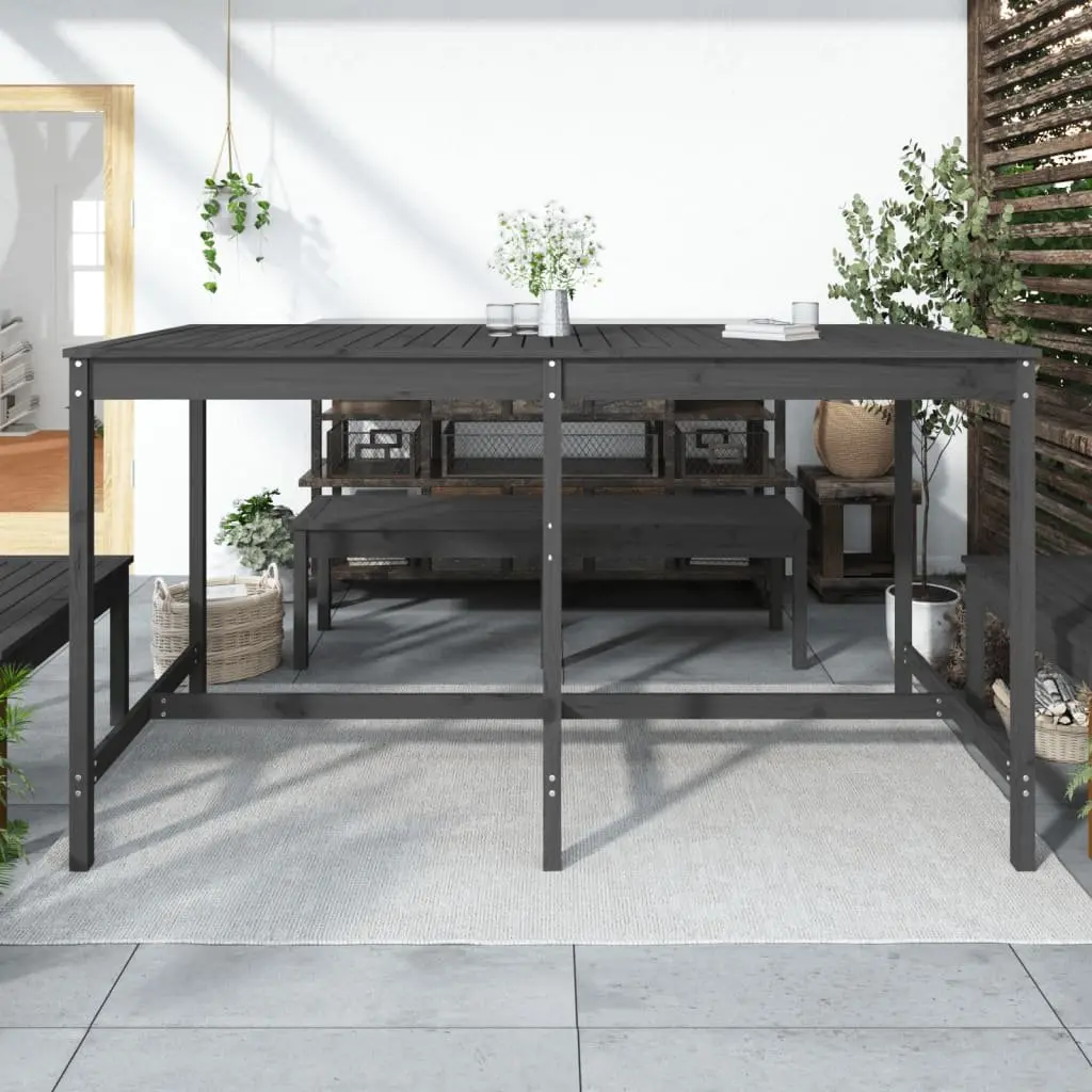 Garden Table Outdoor Patio Dining Furniture Grey Solid Wood Pine 203.5x90x110cm