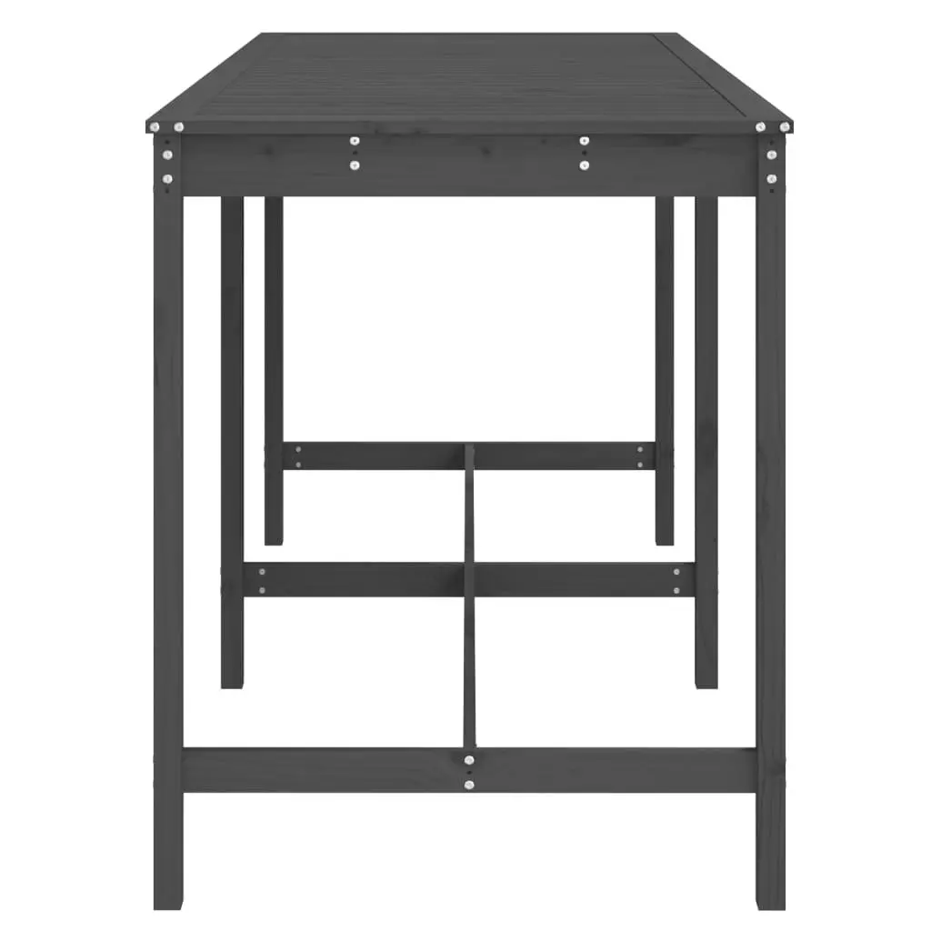 Garden Table Outdoor Patio Dining Furniture Grey Solid Wood Pine 203.5x90x110cm