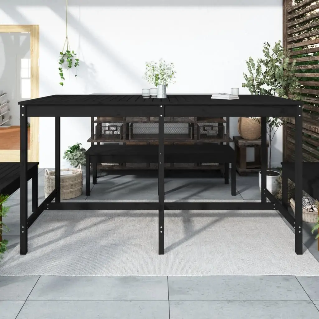 Garden Table Black 203.5x90x110 cm Solid Pine Outdoor Furniture