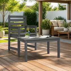 Garden Table Grey 82.5x50.5x45cm Outdoor Patio Dining Furniture Wood