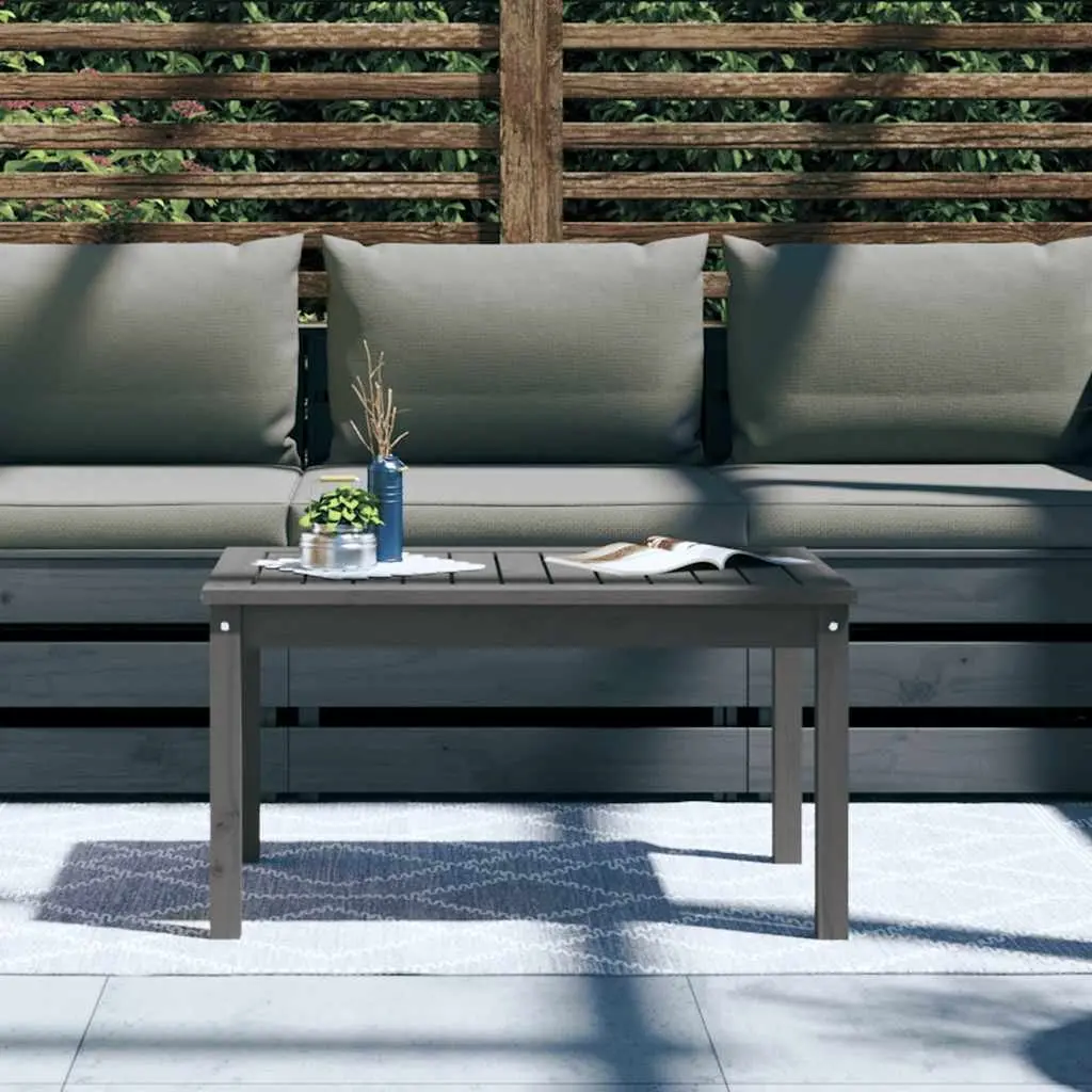Garden Table Grey 82.5x50.5x45cm Solid Pine Wood Sturdy Frame Outdoor Dining Furniture