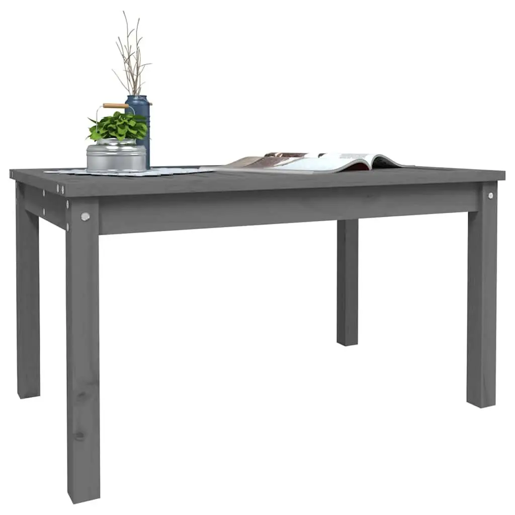 Garden Table Grey 82.5x50.5x45cm Solid Pine Wood Sturdy Frame Outdoor Dining Furniture