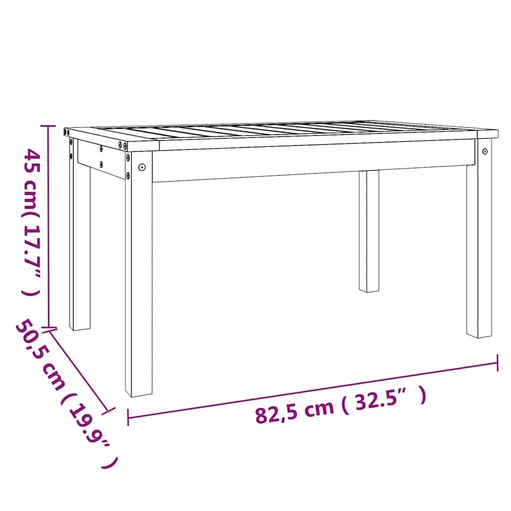 Garden Table Grey 82.5x50.5x45cm Solid Pine Wood Sturdy Frame Outdoor Dining Furniture