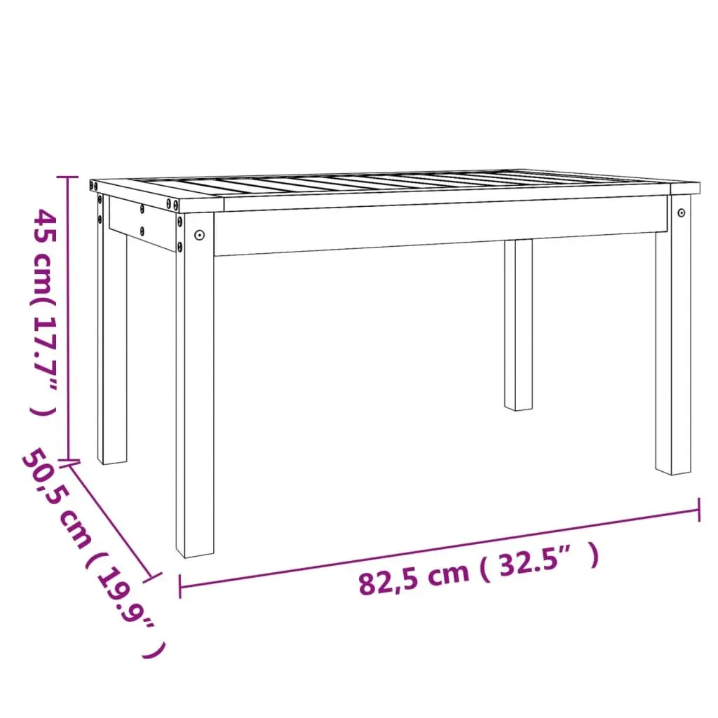 Garden Table Brown 82.5x50.5x45cm Solid Wood Outdoor Patio Furniture