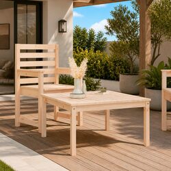 Brown Pine Garden Table for Outdoor Use