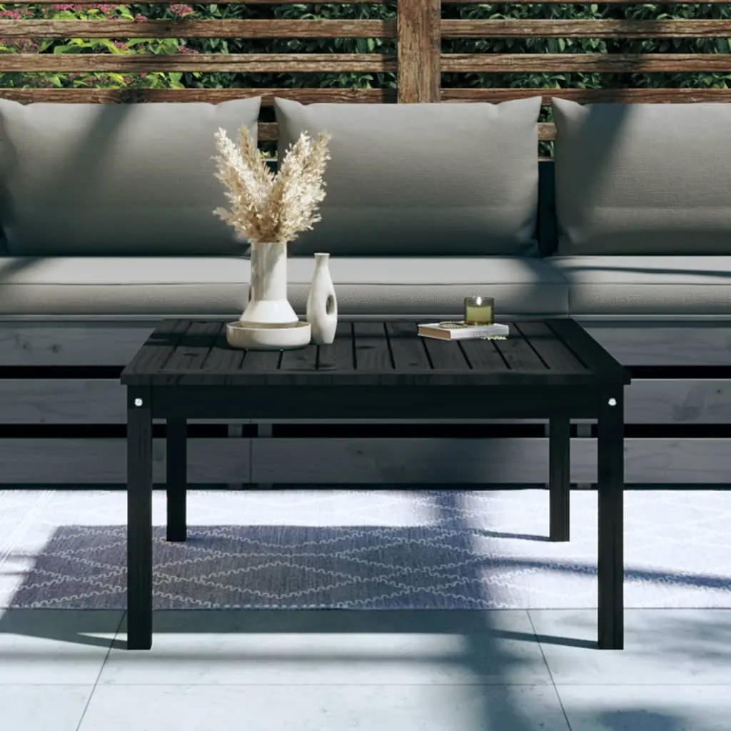 Garden Dining Table Black Solid Wood Pine 82.5x82.5x45cm Sturdy Frame