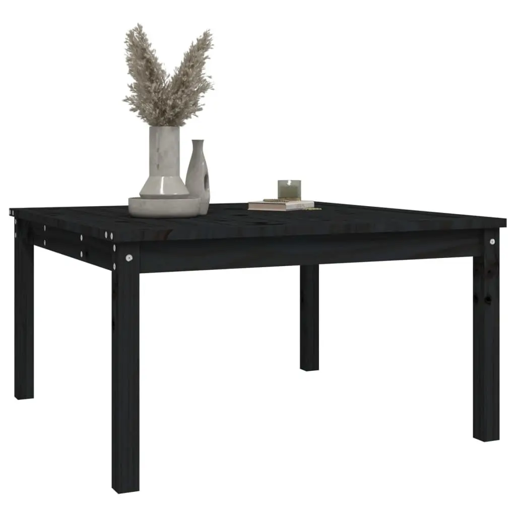 Garden Dining Table Black Solid Wood Pine 82.5x82.5x45cm Sturdy Frame