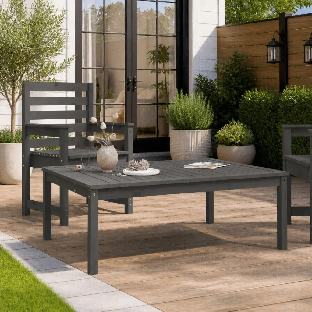 Grey Outdoor Dining Table Solid Pine 121x82.5x45cm