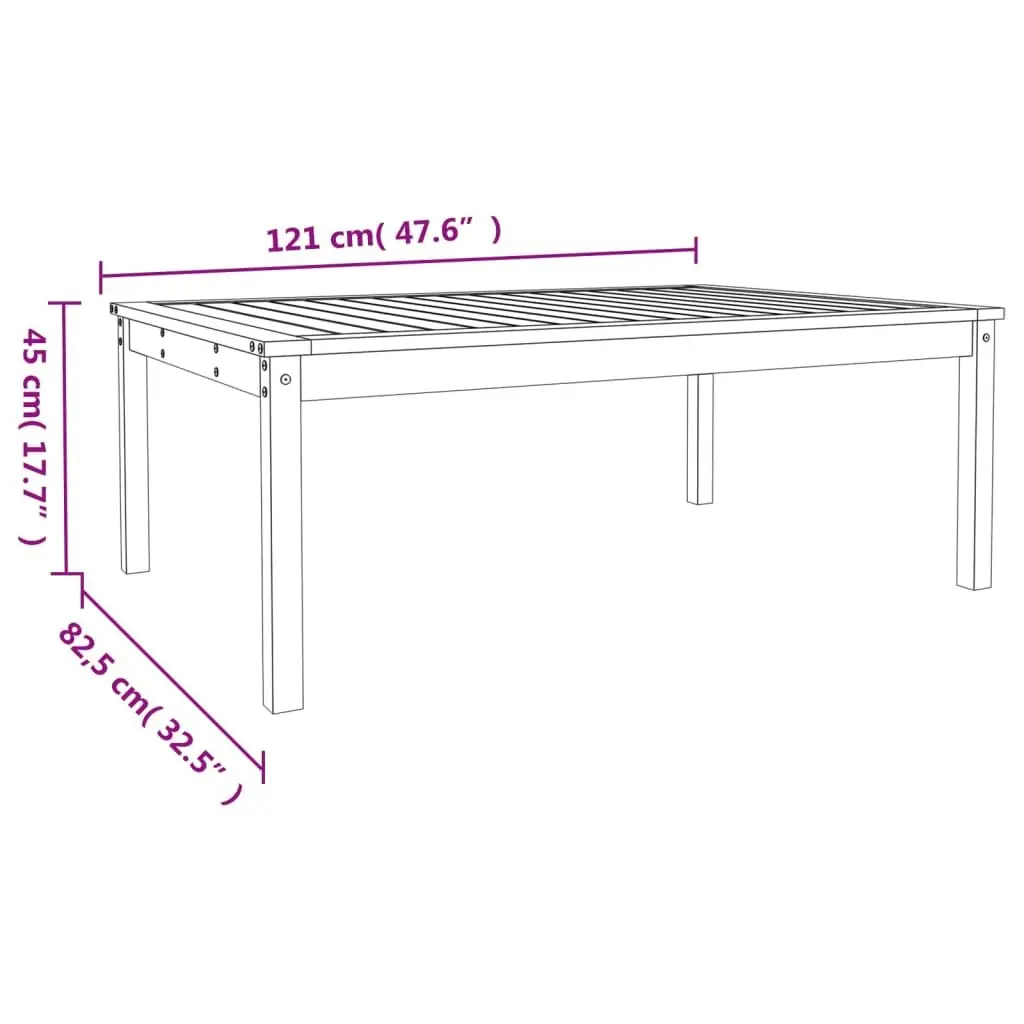 Grey Outdoor Dining Table Solid Pine 121x82.5x45cm