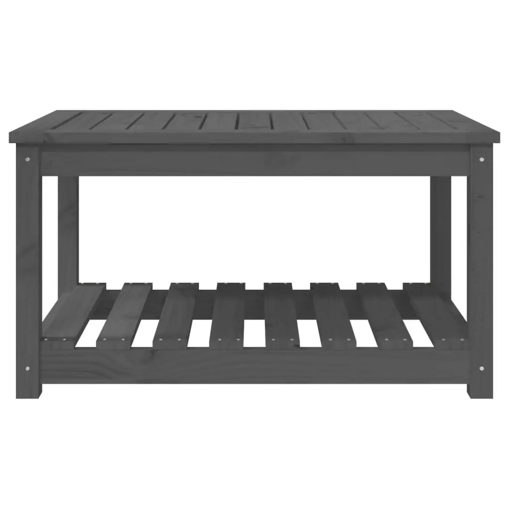 Garden Table Grey 82.5x50.5x45 cm Wooden Outdoor Patio Furniture with Storage