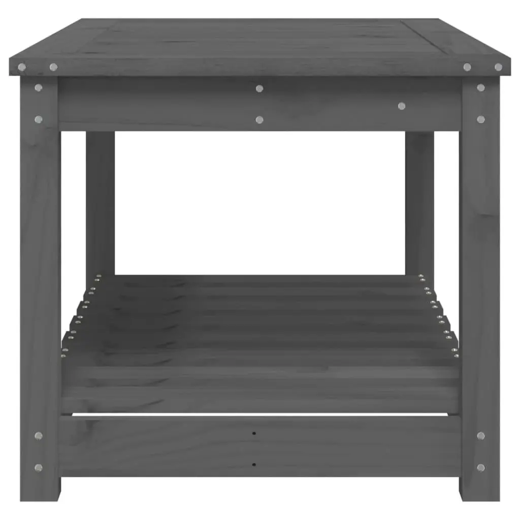 Garden Table Grey 82.5x50.5x45 cm Wooden Outdoor Patio Furniture with Storage