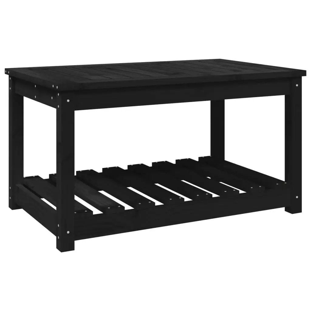 Garden Table Black Outdoor Dining Patio Furniture Solid Wood Pine with Storage