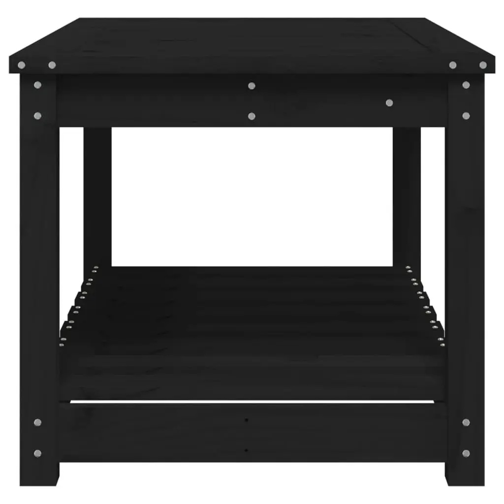 Garden Table Black Outdoor Dining Patio Furniture Solid Wood Pine with Storage