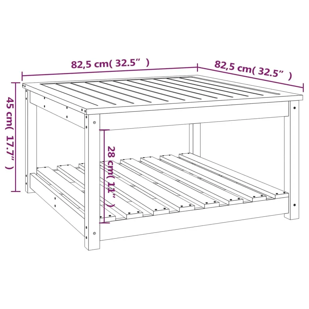 Garden Table 82.5x82.5x45cm, Solid Wood