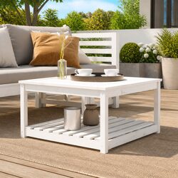 Concise Solid Pine Wood Garden Table with Storage