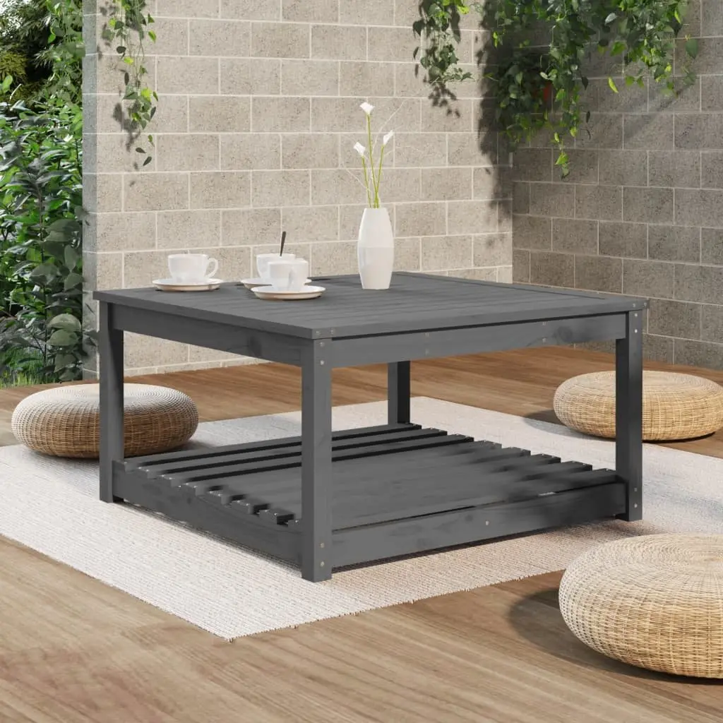 Garden Table Grey Solid Wood Pine Patio Outdoor Furniture with Storage Shelf